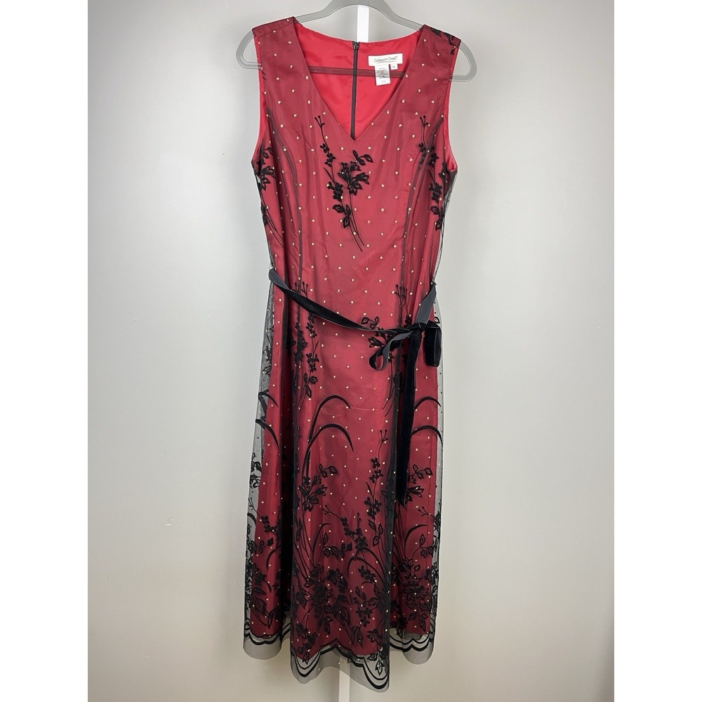 Coldwater‎ Creek Gown Dress Womens 14 Red Black Lace Whimsigoth Vintage Y2K
